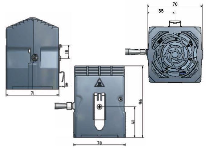 Cirrus 60mm Fan Heater Dimension Diagram